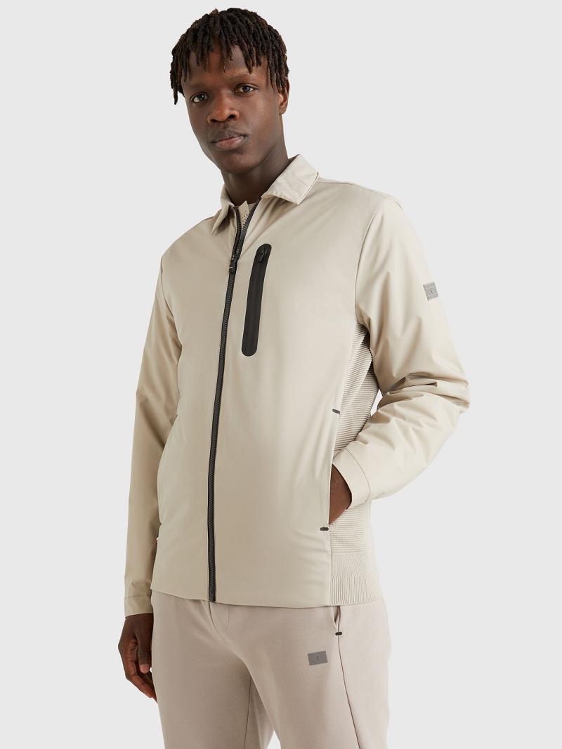 Férfi Tommy Hilfiger Solid zip tech Kabát Bézs | HU 1207WNB